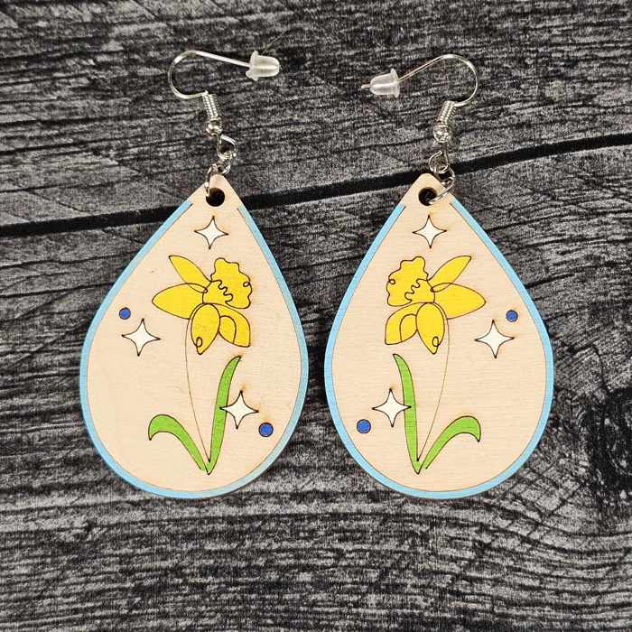 Birth Month Flower Earrings | Wooden Floral Accessories