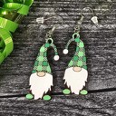 Plaid Green & Light Green Gnome Earrings