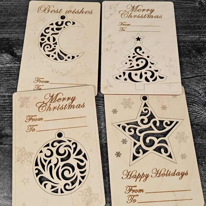 Pop-Out Wooden Christmas Ornament Cards