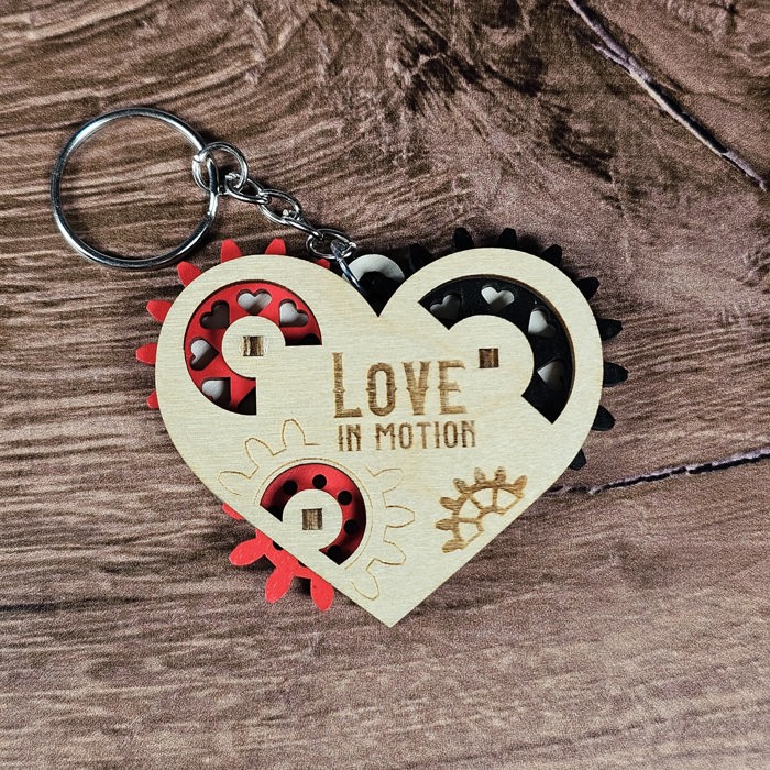 Wooden Heart Gear Keychain | Fidget Spinner | Personalized Valentine Gift