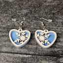  Snowflake Heart Earrings | Layered Wood with Glitter Finish
