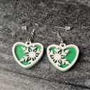  Snowflake Heart Earrings | Layered Wood with Glitter Finish