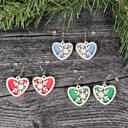  Snowflake Heart Earrings | Layered Wood with Glitter Finish