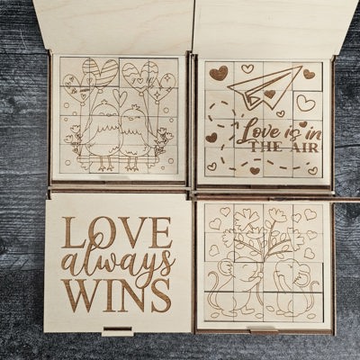 Valentine’s Day Wooden Puzzle | Unfinished DIY Coloring Activity