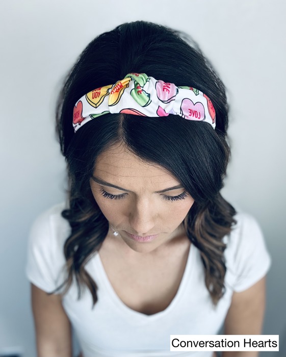 Valentine's Day Hard Headbands, Fits Kids and Adults, Conversation Hearts