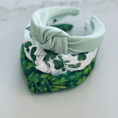 St Patricks Day Headbands, Green, Clover Headbands 