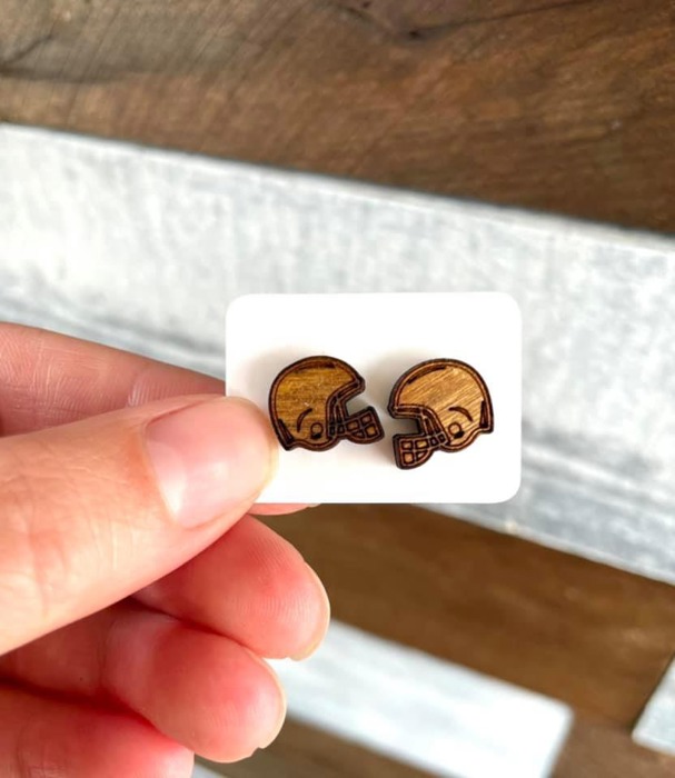 Football Wood Earrings