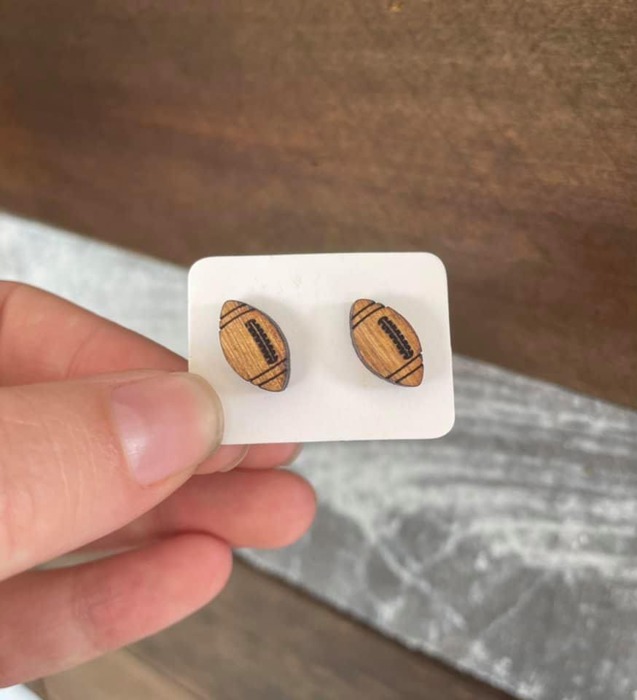 Football Wood Earrings