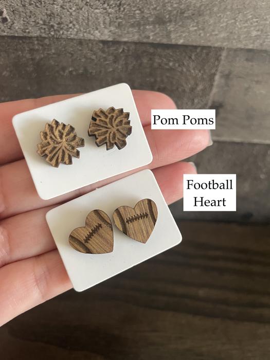 Football Wood Earrings