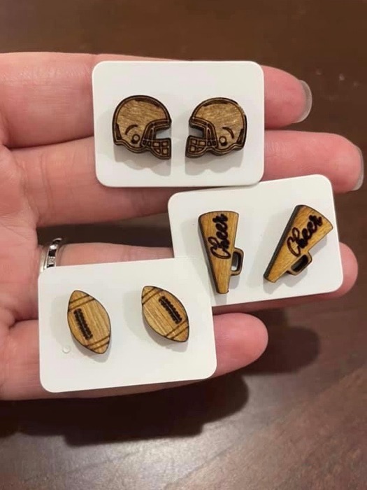 Football Wood Earrings