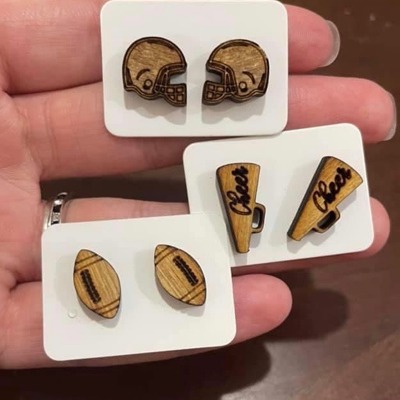 Football Wood Earrings