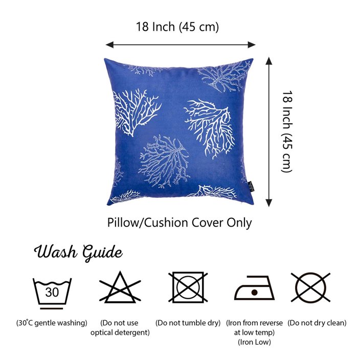 Nautical Coastal Reef Decorative Single Throw Pillow Cover 18" in. x 18" in. Square Red & White