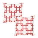 Square 18" x 18" Red & White Decorative Geometric Set of 2 Throw Pillow Cover 18" in. x 18" in. Square for Couch, Bedding