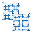 Square 18" x 18" Blue & White Decorative Geometric Set of 2 Throw Pillow Cover 18" in. x 18" in. Square for Couch, Bedding