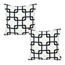 Square 18" x 18" Black & White Decorative Geometric Set of 2 Throw Pillow Cover 18" in. x 18" in. Square for Couch, Bedding