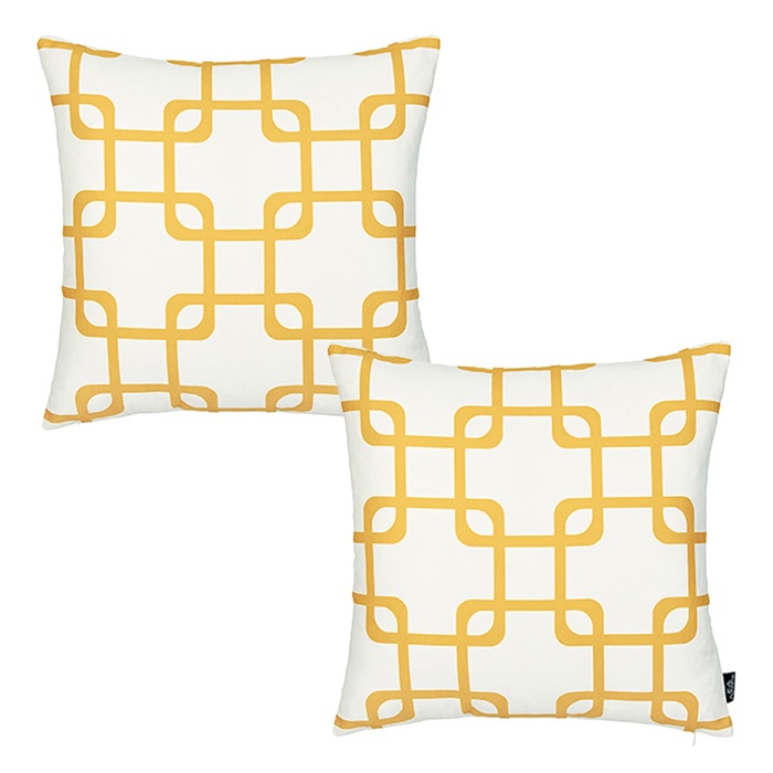 Decorative Geometric Set of 2 Throw Pillow Cover 18" in. x 18" in. Square for Couch, Bedding