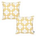 Square 18" x 18" Yellow & White Decorative Geometric Set of 2 Throw Pillow Cover 18" in. x 18" in. Square for Couch, Bedding