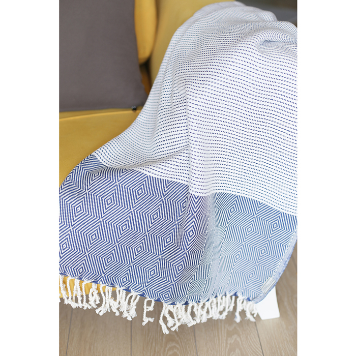 Handwoven Throw Blanket 40" x 70" Turkish Cotton 100% with Tassels for Couch, Bedding