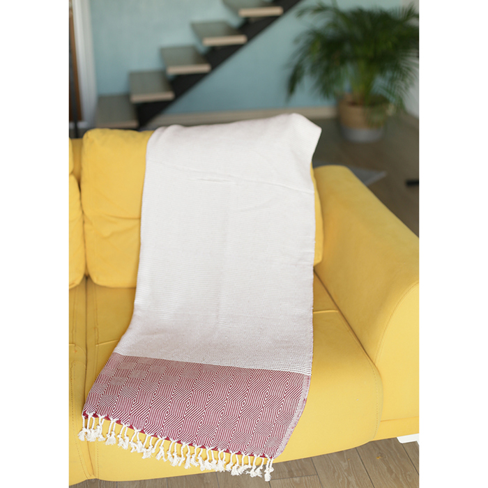 Handwoven Throw Blanket 40" x 70" Turkish Cotton 100% with Tassels for Couch, Bedding