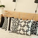 Square 18" x 18" Black, White Decorative Geometric Diagonal Set of 2 Throw Pillow Cover 18" in. x 18" in. Square for Couch, Bedding