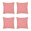 Square 18" x 18" Red, White Decorative Geometric Diagonal Set of 4 Throw Pillow Cover 18" in. x 18" in. Square for Couch, Bedding