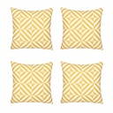 Square 18" x 18" Yellow, White Decorative Geometric Diagonal Set of 4 Throw Pillow Cover 18" in. x 18" in. Square for Couch, Bedding