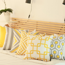 Square 18" x 18" Yellow, White Decorative Geometric Diagonal Set of 4 Throw Pillow Cover 18" in. x 18" in. Square for Couch, Bedding