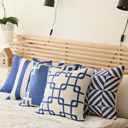 Blue 4-piece Decorative Geometric Stripe Throw Pillow Cover 18" in. x 18" in. Square for Couch, Bedding