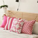 Pink Single Decorative Geometric Stripe Throw Pillow Cover 18" in. x 18" in. Square for Couch, Bedding
