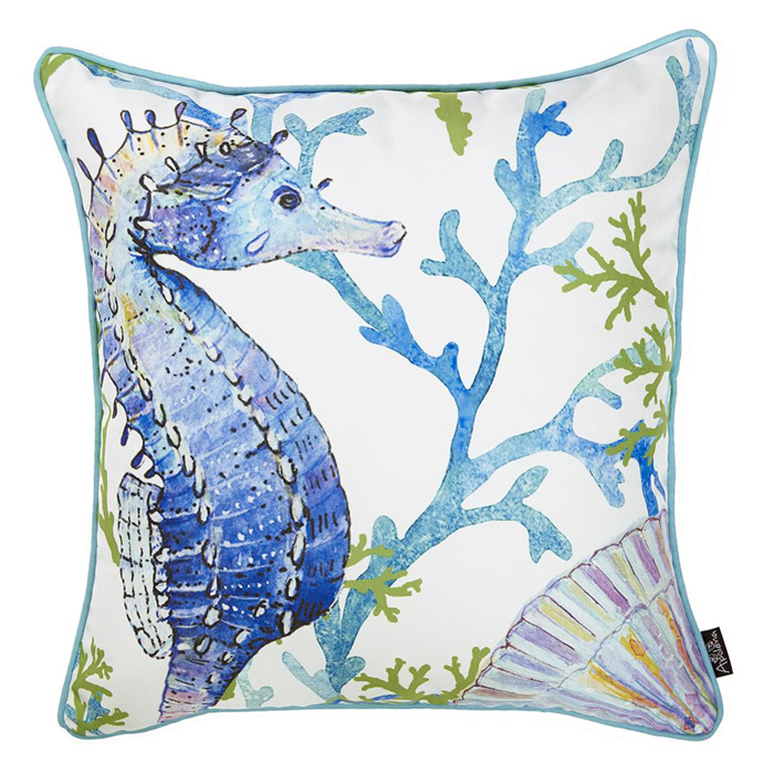 Nautical Coastal Decorative Throw Pillow Cover 18" in. x 18" in. Square 