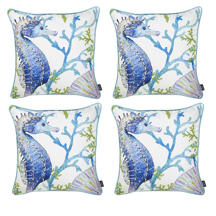Nautical Coastal Decorative Throw Pillow Cover 18" in. x 18" in. Square 