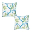 Sea Corals 2-piece Nautical Coastal Decorative Throw Pillow Cover 18" in. x 18" in. Square 