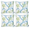 Sea Corals 4-piece Nautical Coastal Decorative Throw Pillow Cover 18" in. x 18" in. Square 