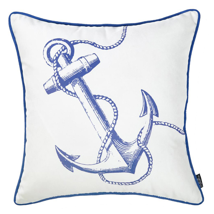 Nautical Coastal Decorative Throw Pillow Cover 18" in. x 18" in. Square 
