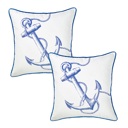 Anchor 2-piece Nautical Coastal Decorative Throw Pillow Cover 18" in. x 18" in. Square 