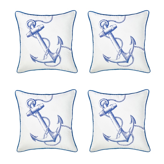 Nautical Coastal Decorative Throw Pillow Cover 18" in. x 18" in. Square 