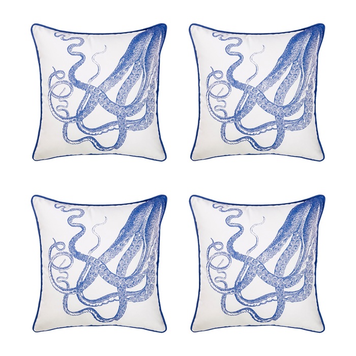 Nautical Coastal Decorative Throw Pillow Cover 18" in. x 18" in. Square 