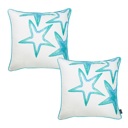 Sea Stars 2-piece Nautical Coastal Decorative Throw Pillow Cover 18" in. x 18" in. Square 
