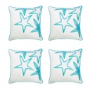 Sea Stars 4-piece Nautical Coastal Decorative Throw Pillow Cover 18" in. x 18" in. Square 