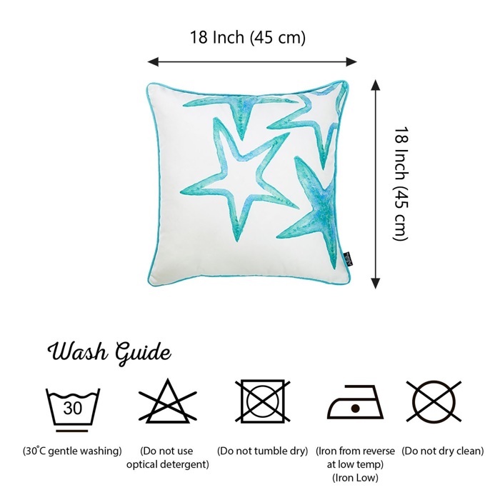 Nautical Coastal Decorative Throw Pillow Cover 18" in. x 18" in. Square 