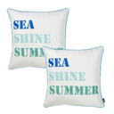 Sea Shine 2-piece Nautical Coastal Decorative Throw Pillow Cover 18" in. x 18" in. Square 