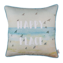 Happy Single Nautical Coastal Decorative Throw Pillow Cover 18" in. x 18" in. Square 