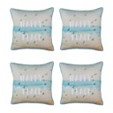 Happy 4-piece Nautical Coastal Decorative Throw Pillow Cover 18" in. x 18" in. Square 