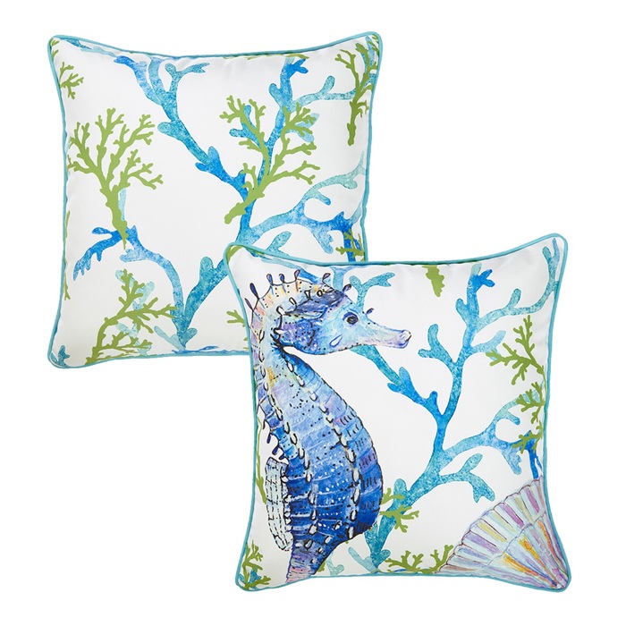 Nautical Coastal Decorative Sets of Throw Pillow Covers 18" in. x 18" in. Square