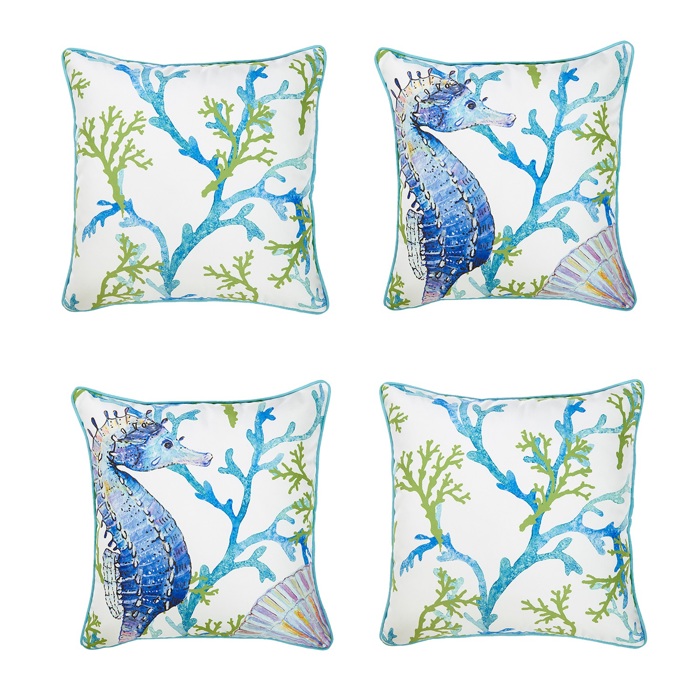 Nautical Coastal Decorative Sets of Throw Pillow Covers 18" in. x 18" in. Square