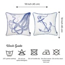 Octopus & Anchor 4-piece Nautical Coastal Decorative Sets of Throw Pillow Covers 18" in. x 18" in. Square