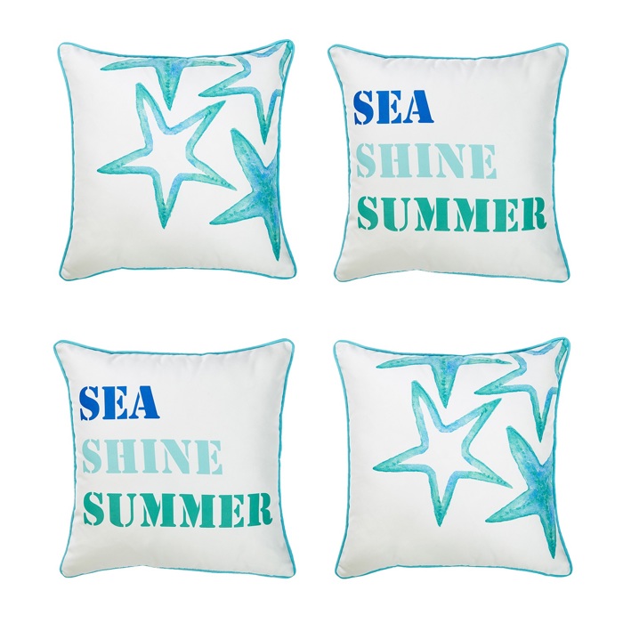 Nautical Coastal Decorative Sets of Throw Pillow Covers 18" in. x 18" in. Square
