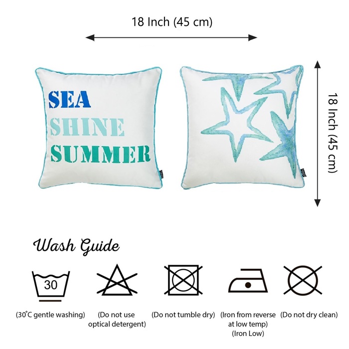 Nautical Coastal Decorative Sets of Throw Pillow Covers 18" in. x 18" in. Square
