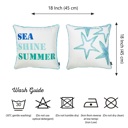 Sea Stars & Text 4-piece Nautical Coastal Decorative Sets of Throw Pillow Covers 18" in. x 18" in. Square