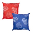 Red & Blue 2-piece Nautical Coastal Reef Decorative Single Throw Pillow Cover 18" in. x 18" in. Square